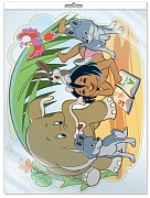 *Ф2-12239 ПЛАКАТ ВЫРУБНОЙ А3 В ПАКЕТЕ. Маугли учится читать из мультфильма Маугли (блестки в лаке, в индивидуальной упаковке, с европодвесом и клеевым клапаном)