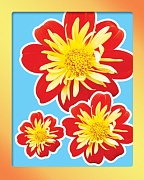 12534 Поздравительная карточка. Цветы в рамке (55х70 мм)