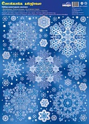 НМТ-12919 Набор новогодних наклеек В ПАКЕТЕ. Снежинки ажурные (серебряная металлизация, многоразовые)