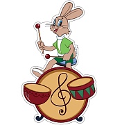 ФМ2-12657 Плакат вырубной А4. Заяц играет на барабанах из мультфильма Ну, погоди! (С блестками в лаке)