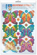*Н-10365 НАКЛЕЙКИ А3 В ПАКЕТЕ. Декоративные украшения. Бабочки цветные (глянцевые, многоразовые, в индивидуальной упаковке, с европодвесом и клеевым клапаном)