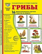 Дем. картинки СУПЕР Грибы. 16 демонстрационных картинок с текстом В ПАПКЕ (173х220 мм)