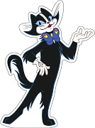 ФМ2-12402 Плакат вырубной А4. Черный кот из мультфильма Бременские музыканты (с блестками в лаке)
