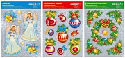 *КБН-17178 Комплект наклеек на окна А4+. Рождественский (3 наклейки, серебряная металлизация, многоразовые)