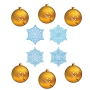 *КМ-17911 Комплект украшений со скотчем. Шары и снежинки (5 видов в комплекте: 1 вид по 6 шт., 4 вида по 1 шт.)