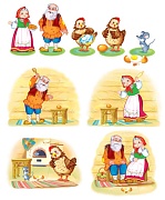 КФМ-12784 Комплект вырубных мини-плакатов со скотчем. Герои сказки Курочка Ряба (9 шт.)