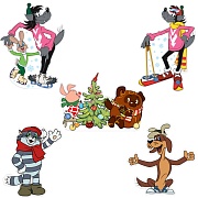 *КБ2-17884 Комплект для оформления интерьера со скотчем. Встречаем Новый год с любимыми персонажами мультфильмов (5 плакатов А3)