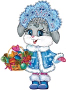 Ф-14586 Плакат вырубной А3. Зайчик Снегурочка (блестки в лаке) 