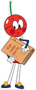 Ф2-12613 Плакат вырубной А3. Вишенка с книгой из мультфильма Чиполлино (с блестками в лаке)