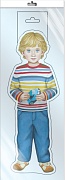 *ФМ1-16143 ПЛАКАТ ВЫРУБНОЙ А4 В ПАКЕТЕ. Мальчик с синей машинкой (двухсторонний, в индивидуальной упаковке, с европодвесом и клеевым клапаном)