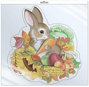 *ФМ1-12868 ПЛАКАТ ВЫРУБНОЙ А4 В ПАКЕТЕ. Зайчик в дарах осени (в индивидуальной упаковке, с европодвесом и клеевым клапаном)