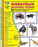 Дем. картинки СУПЕР Животные жарких стран. 16 демонстрационных картинок с текстом В ПАПКЕ (173х220 мм)