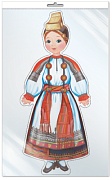 *Ф-9606 ПЛАКАТ ВЫРУБНОЙ А3 В ПАКЕТЕ. Девочка в южнорусском костюме (блестки в лаке, в индивидуальной упаковке, с европодвесом и клеевым клапаном)