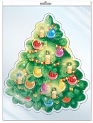 *ФМ-12931 ПЛАКАТ ВЫРУБНОЙ А4 В ПАКЕТЕ. Елочка новогодняя (блестки, в индивидуальной упаковке, с европодвесом и клеевым клапаном)