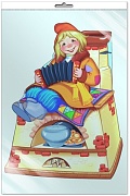 *Ф-7852 ПЛАКАТ ВЫРУБНОЙ А3 В ПАКЕТЕ. Емеля на печи (блестки, в индивидуальной упаковке, с европодвесом и клеевым клапаном)