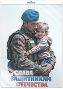 *ФБ-17540 ПЛАКАТ ВЫРУБНОЙ А2 В ПАКЕТЕ. Слава Защитникам Отечества (двухсторонний, ВД-лак, в индивидуальной упаковке, с европодвесом и клеевым клапаном)