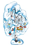 ФБ-15360 Плакат вырубной А2. Береза зимняя. Двухсторонний (Уф-лак) - тема Деревья