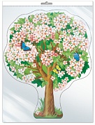 *Ф-9316 ПЛАКАТ ВЫРУБНОЙ А3 В ПАКЕТЕ. Яблоня весенняя (с уф-лаком в индивидуальной упаковке с европодвесом и клеевым клапаном)- тема Деревья