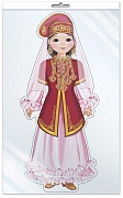 *ФМ-13847 ПЛАКАТ ВЫРУБНОЙ А4 В ПАКЕТЕ. Девочка в татарском костюме (блестки в лаке, в индивидуальной упаковке, с европодвесом и клеевым клапаном)