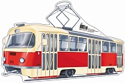 ФМ1-10415 Плакат вырубной А4. Машина трамвай (с уф-лаком)