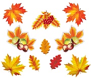 *КМ-17701 Комплект украшений на скотче. Осенние листочки (10 шт. в комплекте)