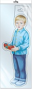 *ФМ1-16144 ПЛАКАТ ВЫРУБНОЙ А4 В ПАКЕТЕ. Мальчик с красной машинкой (двухсторонний, в индивидуальной упаковке, с европодвесом и клеевым клапаном)
