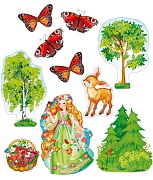 *КБ-17427 Комплект для оформления интерьера. Лето в лесу (фигурный плакат А3, 3 фигуры деревьев А3, 2 фигурных плаката А4 и 2 вида бабочек А4 по 2 шт.)