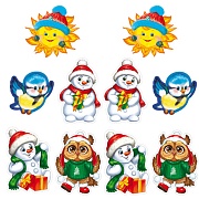 *КМ-17907 Комплект украшений со скотчем. Новогодние персонажи-2 (10 шт.: 5 видов по 2 шт.)