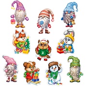 *КМ-17905 Комплект украшений со скотчем. Новогодние персонажи (10 видов в комплекте)