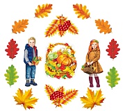 *КБ-17661 Комплект для оформления интерьера. Осень золотая-2 (плакат А3, 2 плаката А4, 6 фигур осенних листьев по 2 шт.)