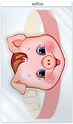 *МА-9380 Маска-ободок Поросенок (в индивидуальной упаковке, с европодвесом и клеевым клапаном) - группа Животные