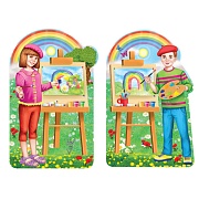 *КБ-17837 Комплект для оформления интерьера со скотчем. Дети с мольбертом (2 плаката А3, двухсторонние)