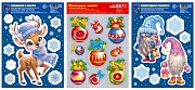 *КБН-17177 Комплект наклеек на окна А4+. Новогоднее волшебство-2 (3 наклейки, многоразовые, видны с обеих сторон, снежинки из белил)