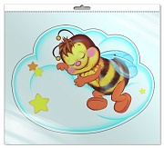 *ФМ-9514 ПЛАКАТ ВЫРУБНОЙ А4 В ПАКЕТЕ. Пчелка на облачке (блестки, в индивидуальной упаковке, с европодвесом и клеевым клапаном)