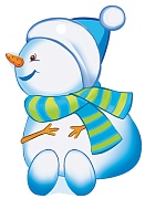 М-12998 Вырубная фигурка. Снеговик в шарфике. Двухсторонняя (блестки в лаке) (4+4, двусторонняя)