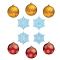 *КМ-17911 Комплект украшений со скотчем. Шары и снежинки (6 видов в комплекте: 2 вида по 3 шт., 4 вида по 1 шт.)