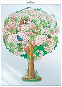 *ФБ-13601 Плакат вырубной А2. Яблоня весенняя А пакете с европодвесом (с уф-лаком) - тема Деревья