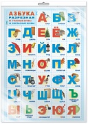 *ПЛ-6096 Плакат А2. Азбука разрезная: с картинками, в голубой рамке (в индивидуальной упаковке с европодвесом и клеевым клапаном)