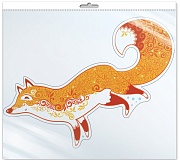 *ФМ-14042 ПЛАКАТ ВЫРУБНОЙ А4 В ПАКЕТЕ. Лисичка новогодняя (блестки в лаке, в индивидуальной упаковке, с европодвесом и клеевым клапаном)