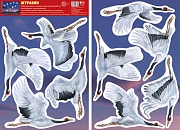 Н-17203 Набор Наклеек А3+ В ПАКЕТЕ. Журавли на 2-х листах В ПАКЕТЕ (цветные, многоразовые, видны с обеих сторон)