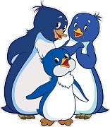 Ф2-12182 Плакат вырубной А3. Пингвиненок Лоло с семьей из мультфильма Приключения пингвиненка Лоло (с блестками в лаке)