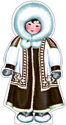 Ф-9510 Плакат вырубной А3. Девочка в чукотском костюме (блестки в лаке) - группа Костюмы
