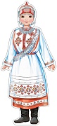 Ф-14039 Плакат вырубной А3. Девочка в чувашском костюме (блестки в лаке)