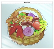 *ФМ-8981 ПЛАКАТ ВЫРУБНОЙ А4 В ПАКЕТЕ. Корзинка осенняя (блестки, в индивидуальной упаковке, с европодвесом и клеевым клапаном)