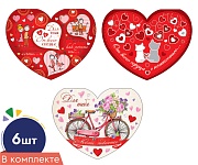 *ВА-18016 Комплект больших валентинок-сердечек. От всего сердца с нежностью (6 шт.: 3 вида по 2 шт.)