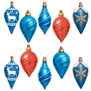 *КМ-17702 Комплект украшений со скотчем. Новогодние игрушки (10 шт.: 5 видов по 2 шт.)