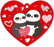 М-14449 Сердечко одинарное. Милые панды (УФ-лак)