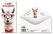 КДС-17049 Конверт для денег на склейке. С днем рождения! (альпака, юмор)