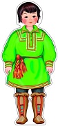 Ф-9621 Плакат вырубной А3. Мальчик в костюме хантов и манси (блестки в лаке) - группа Костюмы
