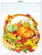 *Ф-15149 ПЛАКАТ ВЫРУБНОЙ А3+ В ПАКЕТЕ. Корзина на Праздник осени (двухсторонний, УФ-лак, в индивидуальной упаковке, с европодвесом и клеевым клапаном)